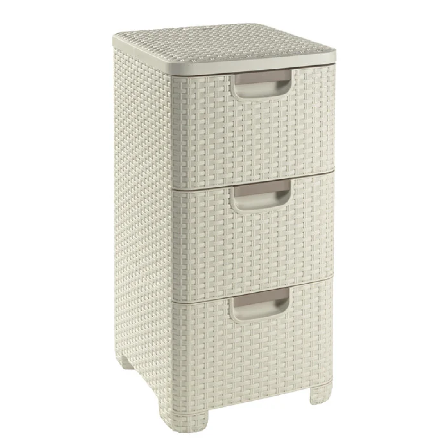 CURVER Rattan Style 3-DRAWER Cabinet OFF WHITE